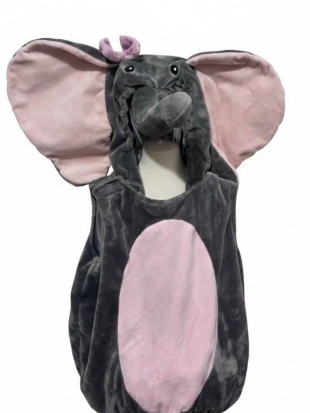 Koala Kids Elephant Costume with Ear Bow Gray Pink 9-12 Months